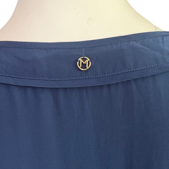 Marie Oliver Silk Navy Blue Keyhole Boxy Shift Tiered Mini Dress Size Medium - Picture 6 of 9